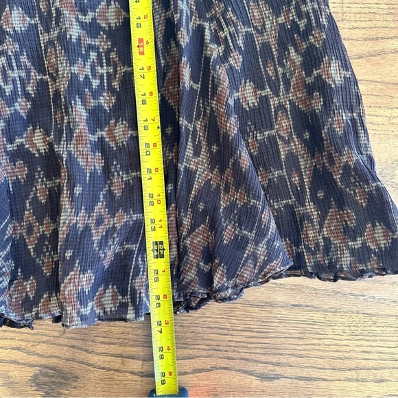 Lauren Ralph Lauren Skirt Brown Aztec Southwest Silk Cotton A-Line Midi Sz 10 - Picture 7 of 9
